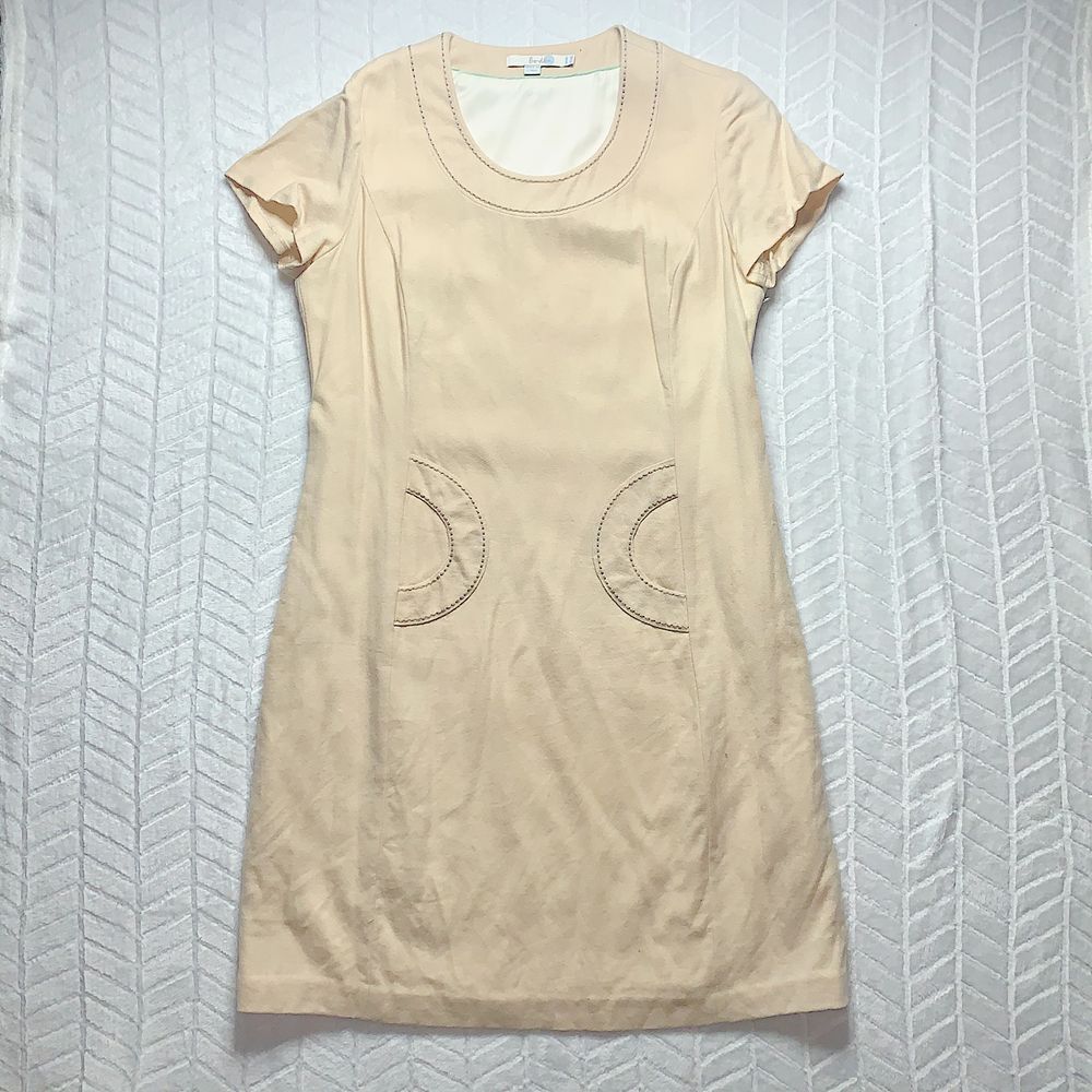 Boden Cream A-line short sleeve 100% wool dress 10